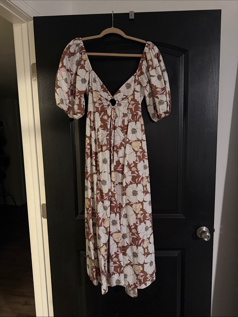 Abercrombie & Fitch Floral Maxi Dress in Ivory and Rust